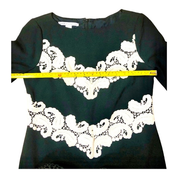 Maggy London black mod A-line style embroidered crochet mid sleeve dress size‎ 4 - Picture 13 of 15